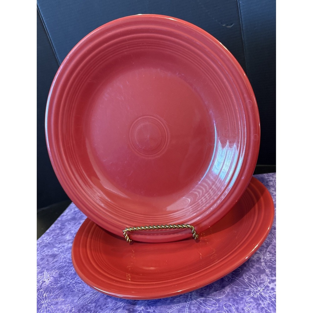 Fiestaware‎ Scarlet Red Homer Laughlin Dinner Plates Plate Fiesta USA Set Of 2